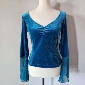 Boston Proper Teal Velvet Top